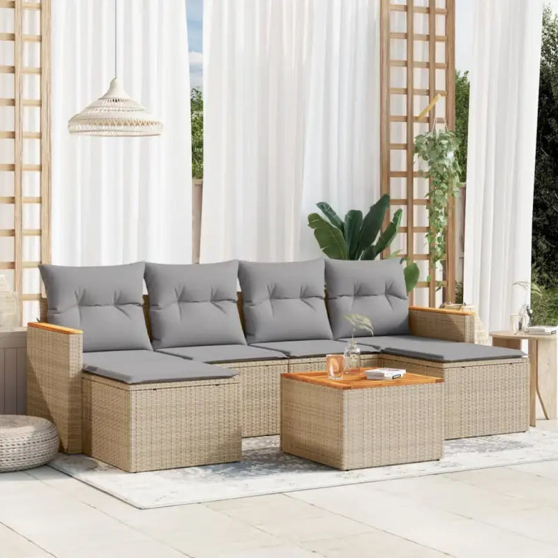 Tuinkussen loungeset van gepoedercoat staal met beige materiaal - Gemengd beige / Met tafel - Tuinsets
