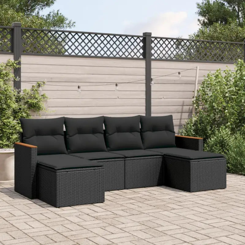 Tuinkussen loungeset van gepoedercoat staal met beige materiaal - Zwart / Zonder tafel - Tuinsets