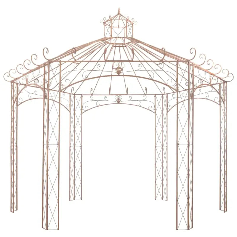 Tuinpaviljoen van smeedijzer met schaduw en klimhouten ondersteuning - Bruin / 4 m - Partytenten & prieëlen