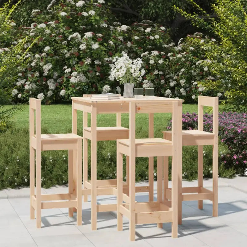 Tuinset gemaakt van massief grenenhout voor gezellige buitenmomenten - Naturel - Tuinsets
