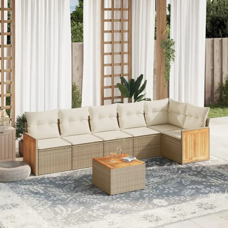 Tuinset in beige materiaal met gepoedercoat staal afmetingen - beige en crèmekleurig / Met tafel - Tuinsets