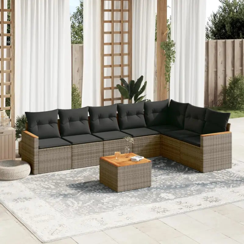 Tuinset in beige materiaal met gepoedercoat staal en afmetingen - Grijs / Met tafel - Tuinsets