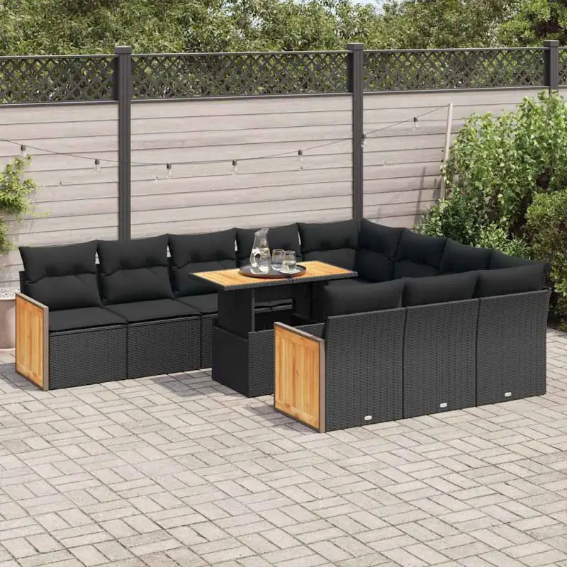 Tuinset in beige materiaal met gepoedercoat staal en comfortabele afmetingen - Zwart / met opbergruimte - Tuinsets
