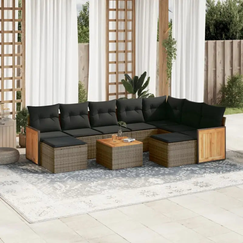 Tuinset in beige материала met gepoedercoat staal en afmetingen - Grijs / Met tafel - Tuinsets