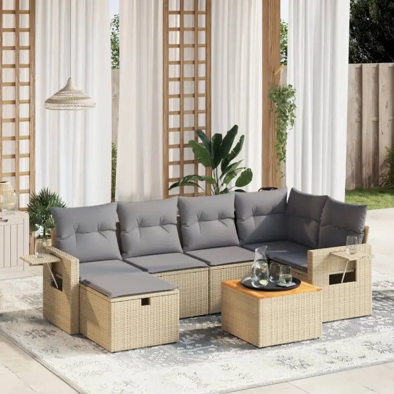 Tuinset in gemengd beige materiaal voor comfortabele buitenruimte - Tuinsets