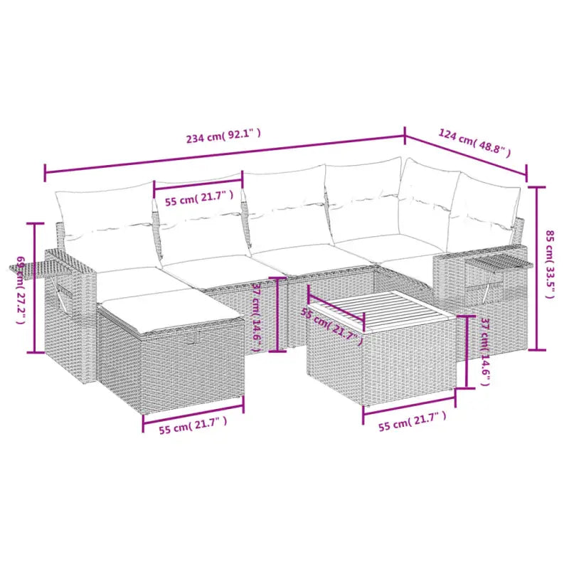 Tuinset in gemengd beige materiaal voor comfortabele buitenruimte - Tuinsets