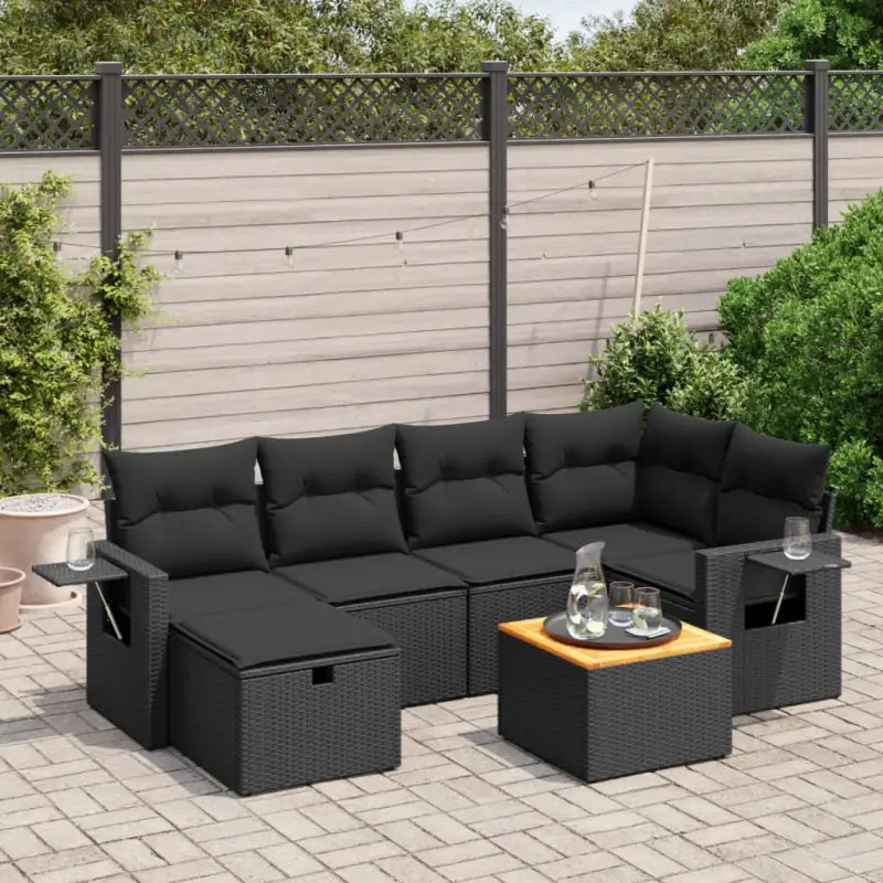 Tuinset in gemengd beige materiaal voor comfortabele buitenruimte - Zwart / zonder opbergruimte - Tuinsets