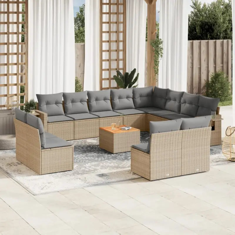 Tuinset in gemengd beige materiaal voor gezellige buitenruimte - Beige en grijs - Tuinsets