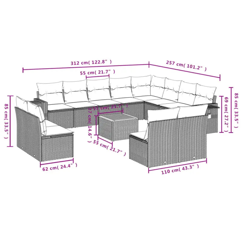 Tuinset in gemengd beige materiaal voor gezellige buitenruimte - Tuinsets