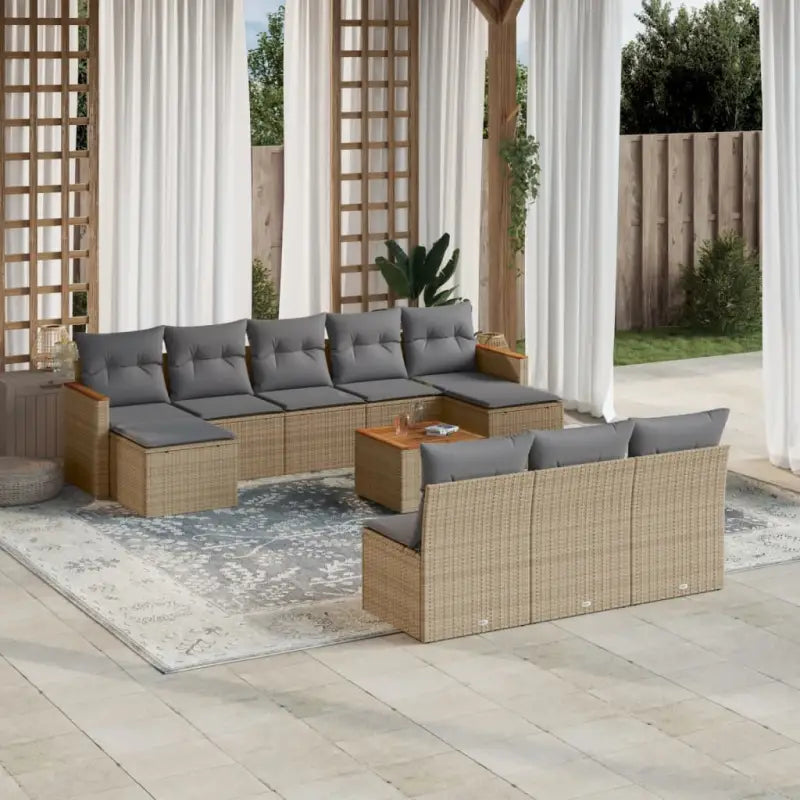 Tuinset in gemengd beige materiaal voor gezellige buitenruimtes - Gemengd beige / Met tafel - Tuinsets