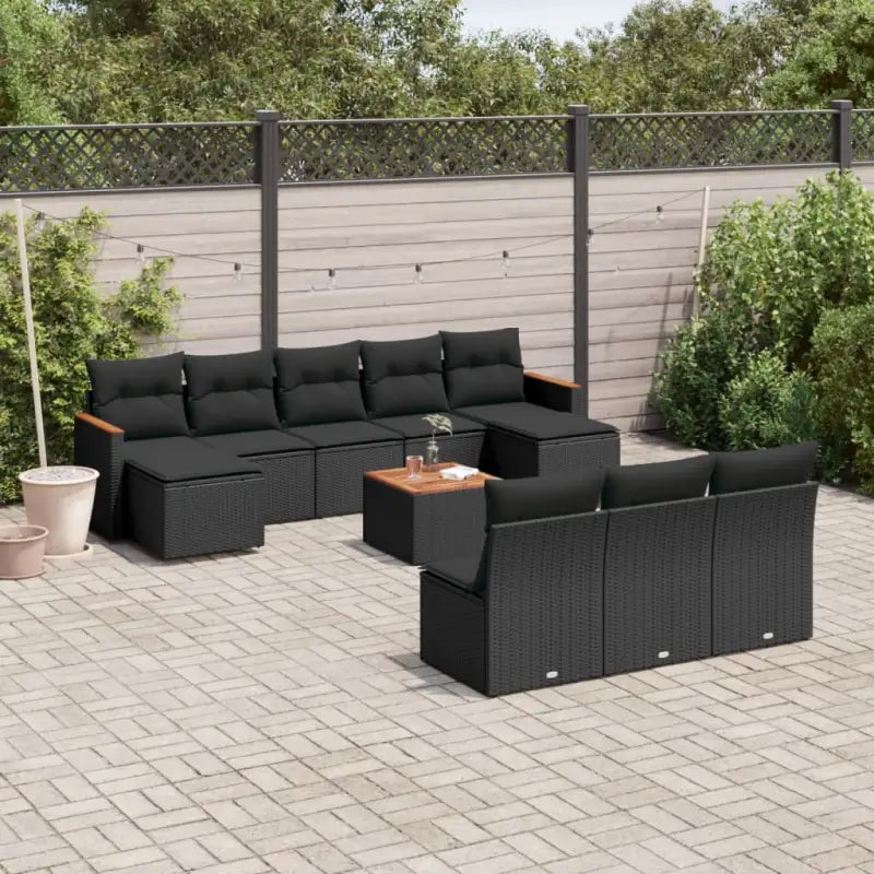 Tuinset in gemengd beige materiaal voor gezellige buitenruimtes - Zwart / Met tafel - Tuinsets