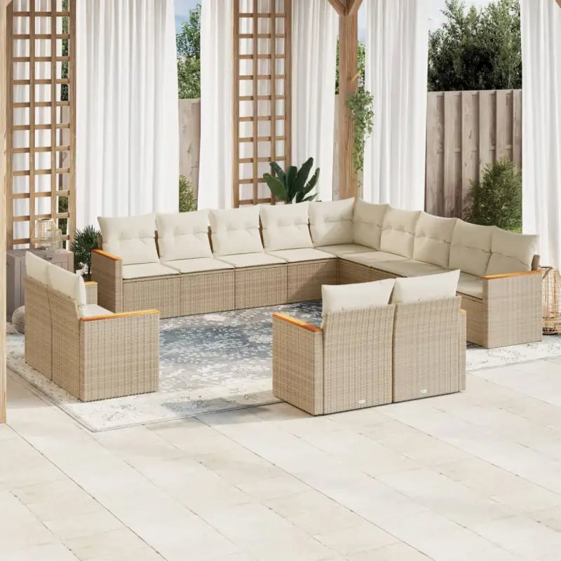 Tuinset in gemengd beige met gepoedercoat staal en afmetingen - Beige / Zonder tafel - Tuinsets