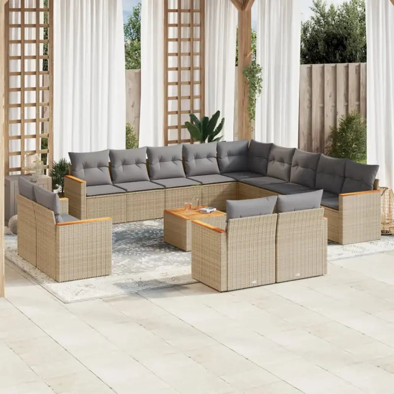 Tuinset in gemengd beige met gepoedercoat staal en afmetingen - Gemengd beige / Met tafel - Tuinsets