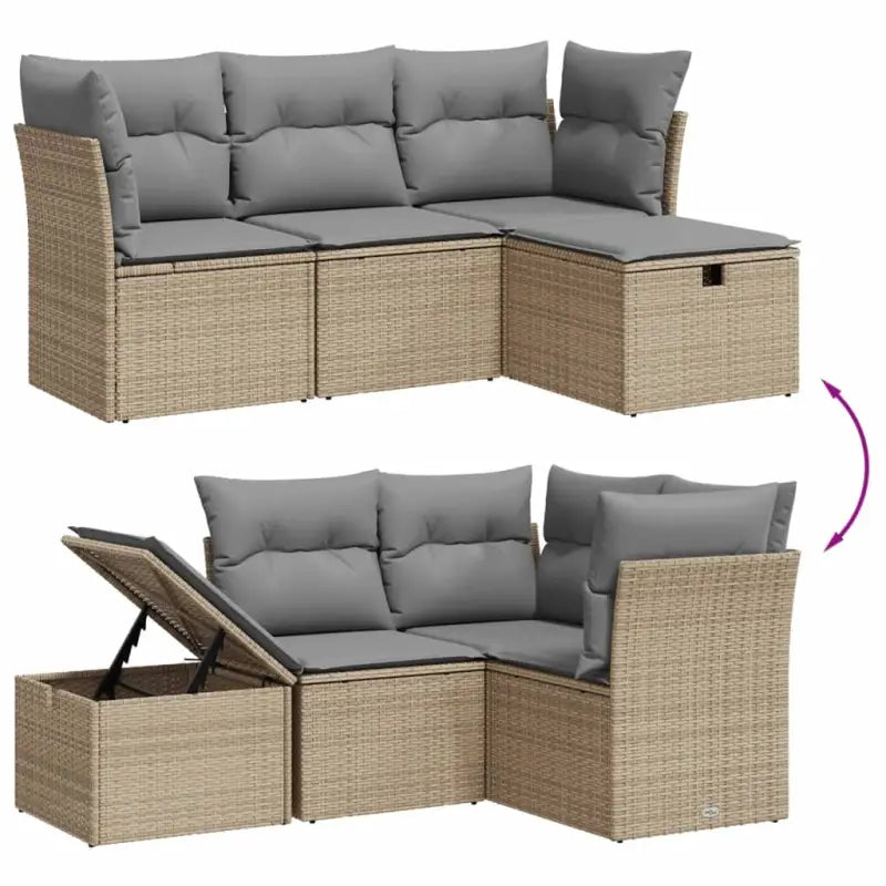 Tuinset in gemengd beige met gepoedercoat staal en afmetingen - Tuinsets