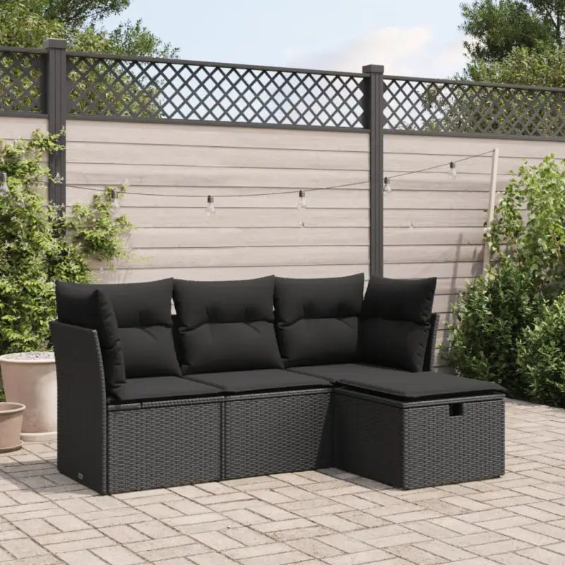 Tuinset in gemengd beige met gepoedercoat staal en afmetingen - Zwart / met opbergruimte en zak - Tuinsets