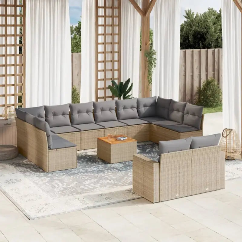 Tuinset in grijs materiaal met gepoedercoat staal afmetingen - Beige en grijs - Tuinsets