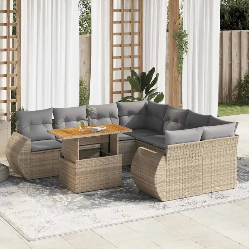 Tuinset in grijs materiaal met gepoedercoat staal afmetingen stevig en stijlvol - Beige en grijs / met opbergruimte
