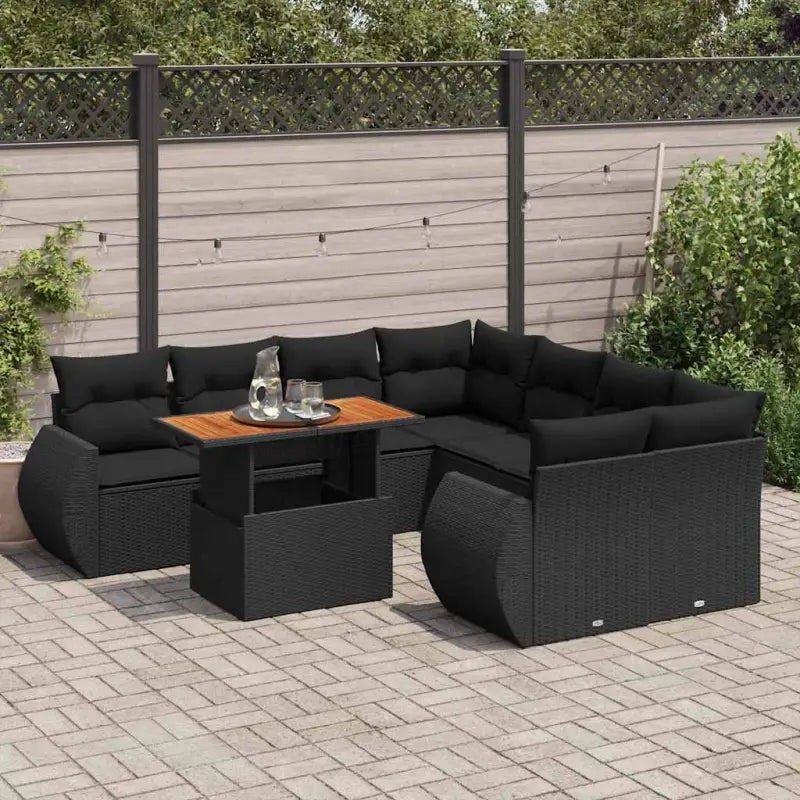 Tuinset in grijs materiaal met gepoedercoat staal afmetingen stevig en stijlvol - Zwart / met opbergruimte - Tuinsets