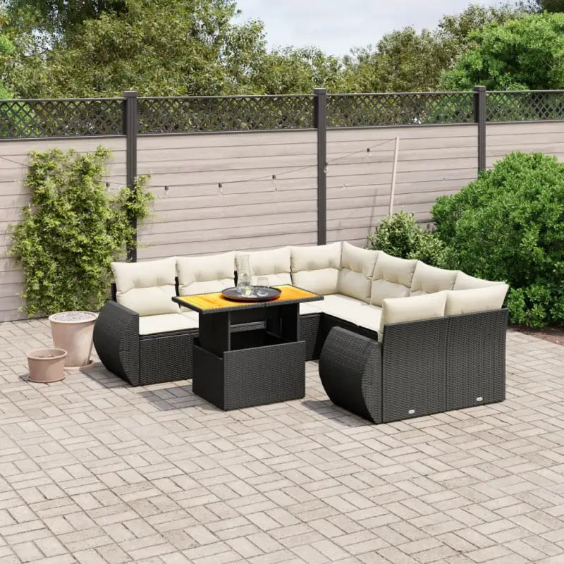 Tuinset in grijs materiaal met gepoedercoat staal afmetingen stevig en stijlvol - Zwart en crème / zonder opbergruimte