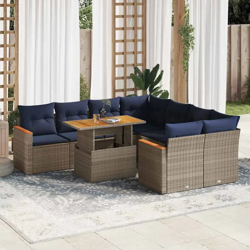 Tuinset in grijs materiaal met gepoedercoat staal en afmetingen - Tuinsets