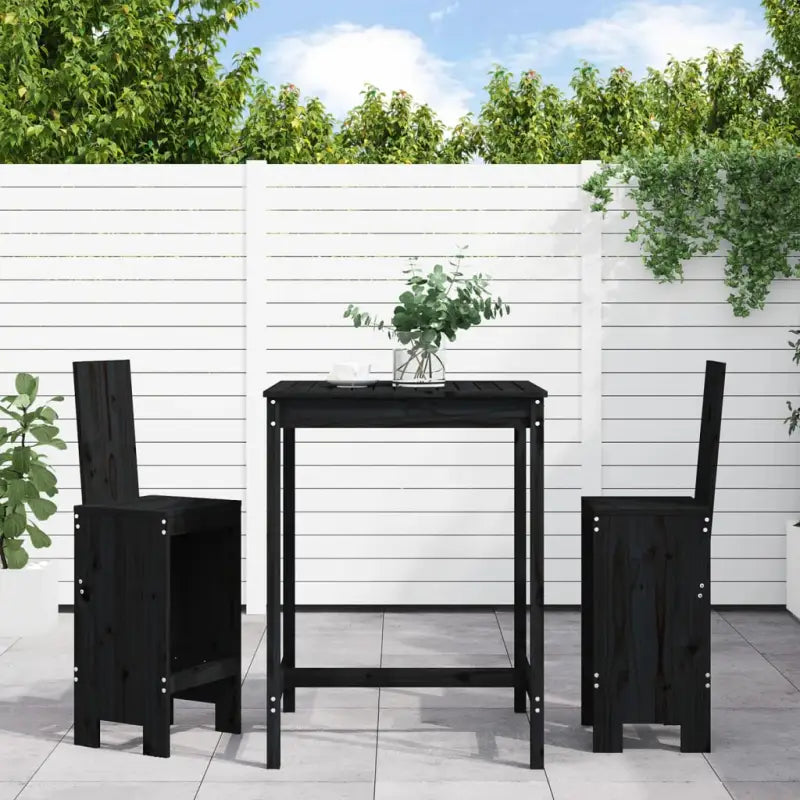 Tuinset in massief grenenhout voor gezellige buitenmomenten - Zwart grenenhout - Tuinsets