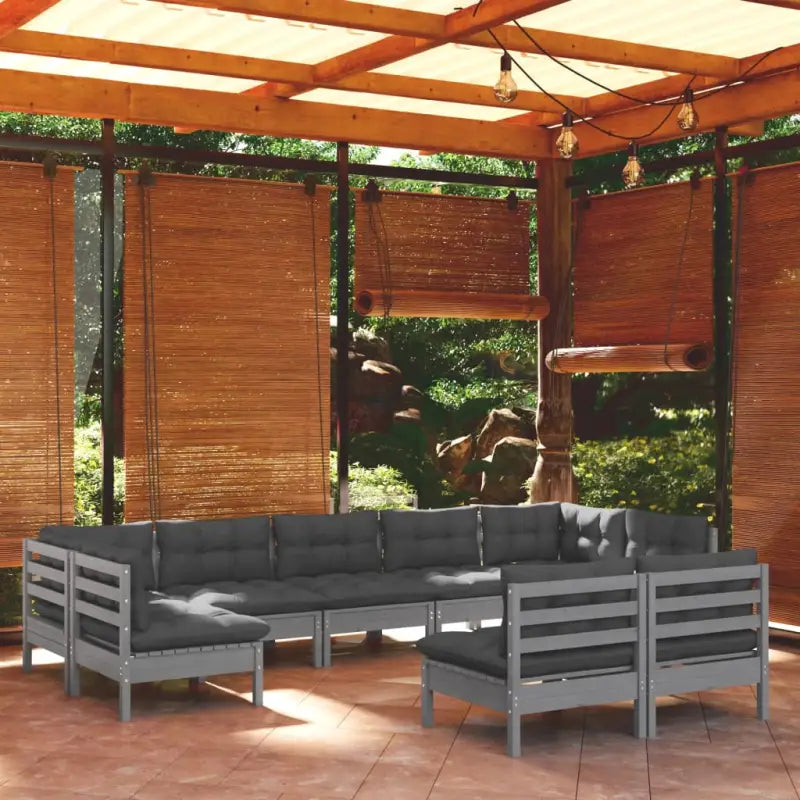 Tuinset in massief grenenhout voor ontspanning en gezelligheid - Grijs - Tuinsets