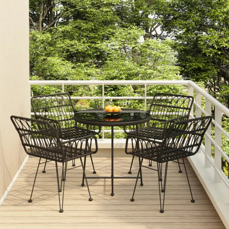 Tuinset in poly rattan met afmetingen en eenvoudig schoon te maken - Zwart - Tuinsets