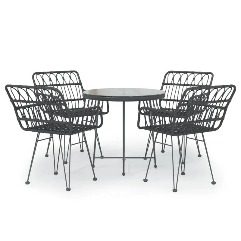 Tuinset in poly rattan met afmetingen en eenvoudig schoon te maken - Zwart - Tuinsets