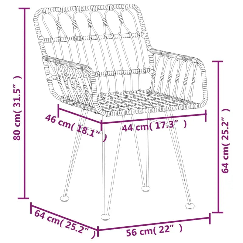 Tuinset in poly rattan met afmetingen en eenvoudig schoon te maken - Zwart - Tuinsets