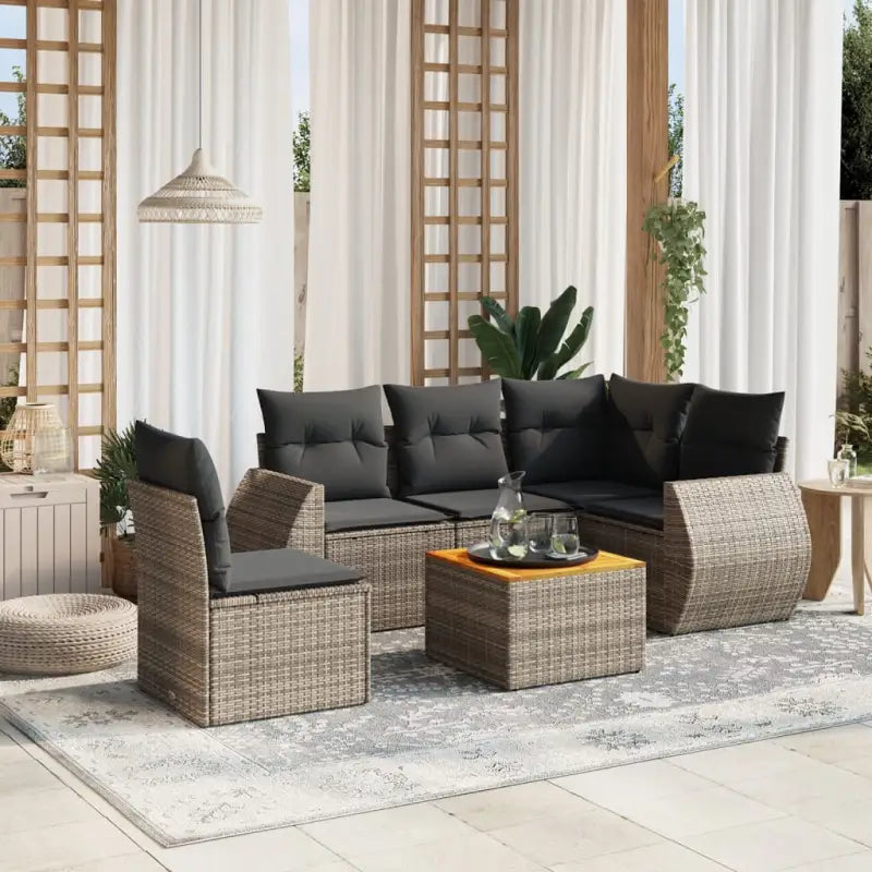 Tuinset in zwart materiaal met gepoedercoat staal en afmetingen voor buiten - Grijs / Tafel + 2x midden + hoek
