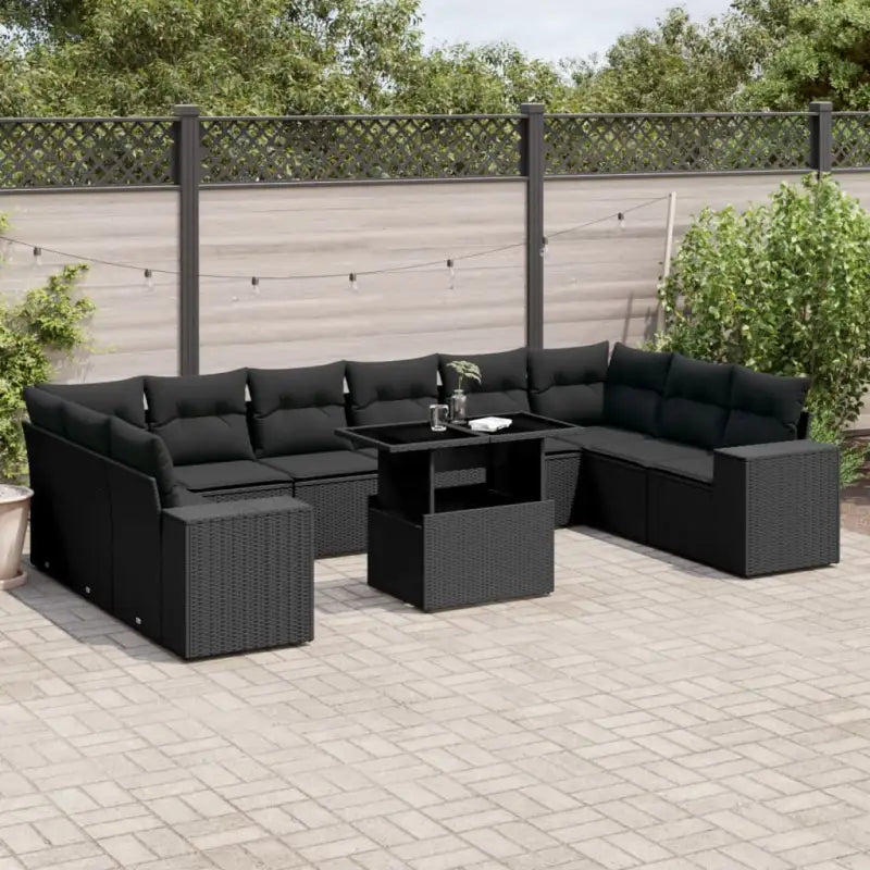 Tuinset in zwart materiaal met gepoedercoat staal en afmetingen - Zwart / Met tafel - Tuinsets