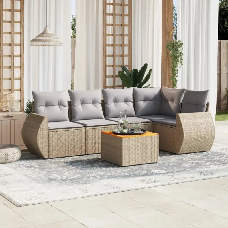 Tuinset in zwart materiaal met gepoedercoat staal en afmetingen voor buiten - Beige en grijs / 2x middle + table + 1x