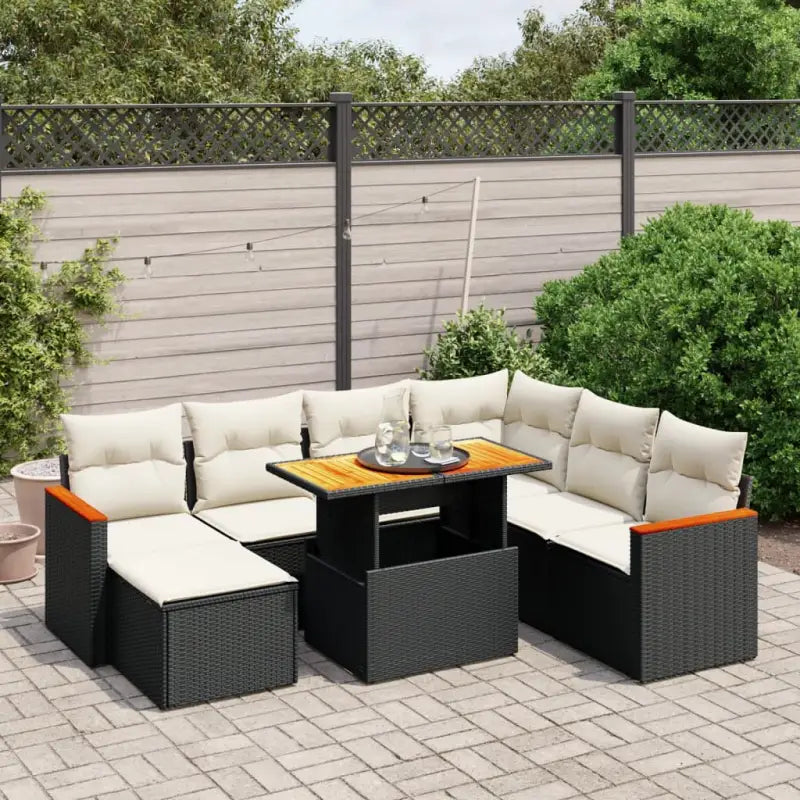 Tuinset in zwart materiaal met gepoedercoat staal en afmetingen - Zwart en crème - Tuinsets