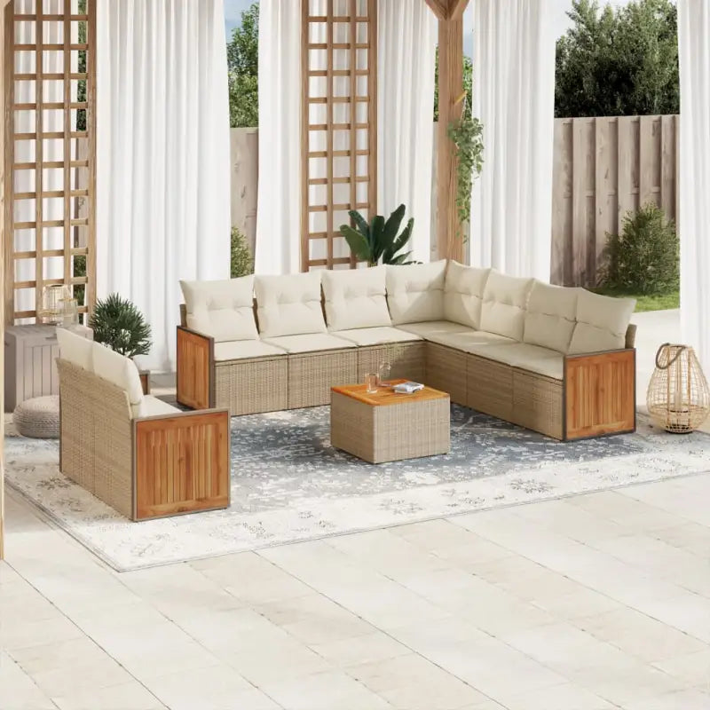 Tuinset in zwart materiaal met gepoedercoat staal en comfortabele afmetingen - beige en crèmekleurig / Met tafel
