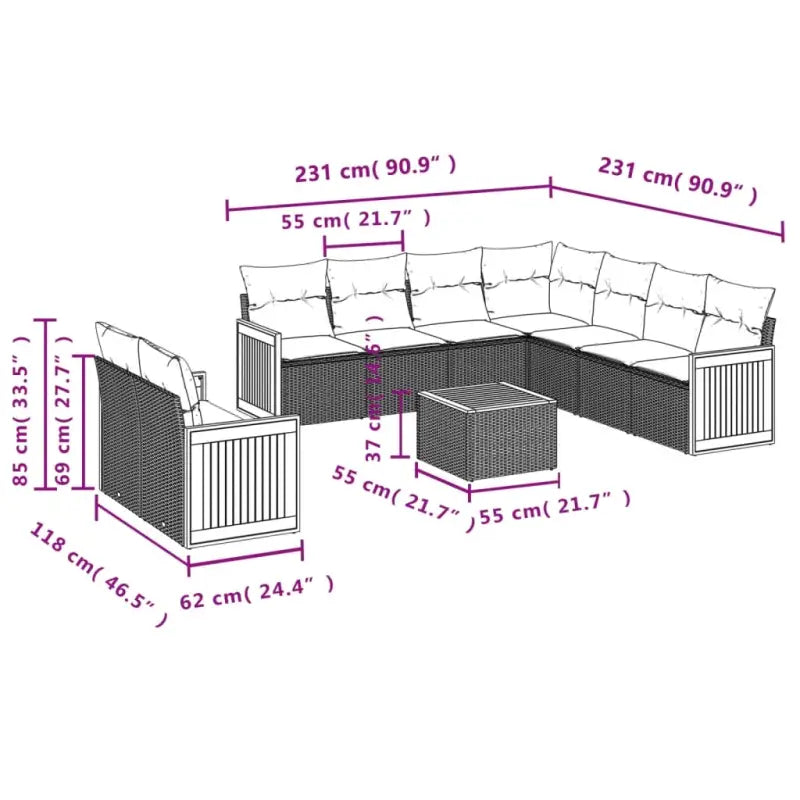 Tuinset in zwart materiaal met gepoedercoat staal en comfortabele afmetingen - Tuinsets