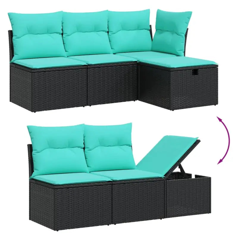 Tuinset in zwart materiaal met gepoedercoat staal en comfortabele afmetingen - Tuinsets