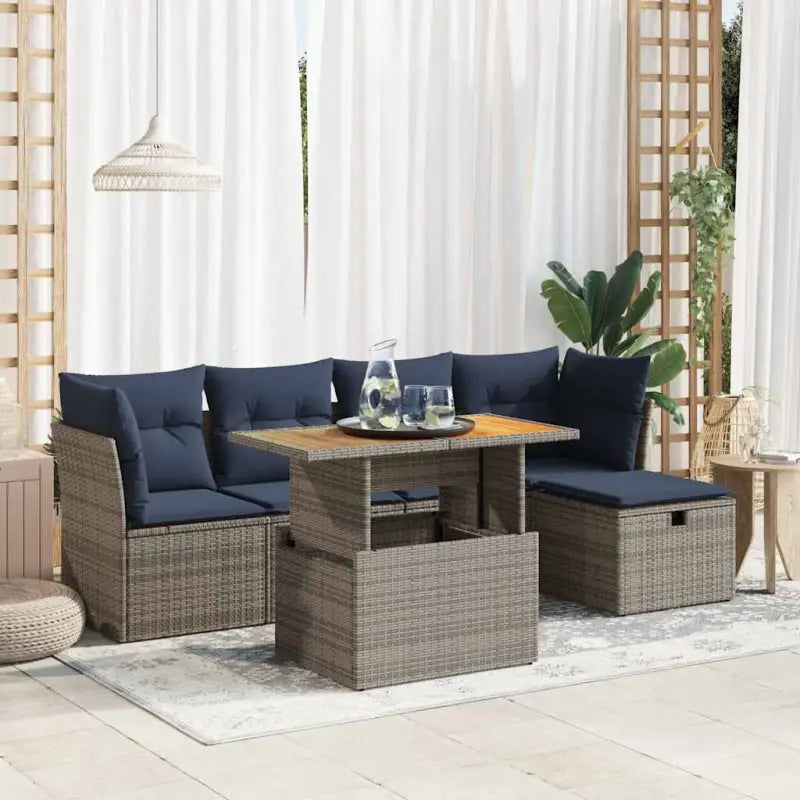 Tuinset in zwart materiaal met gepoedercoat staal en comfortabele afmetingen - Grijs / met opbergruimte - Tuinsets