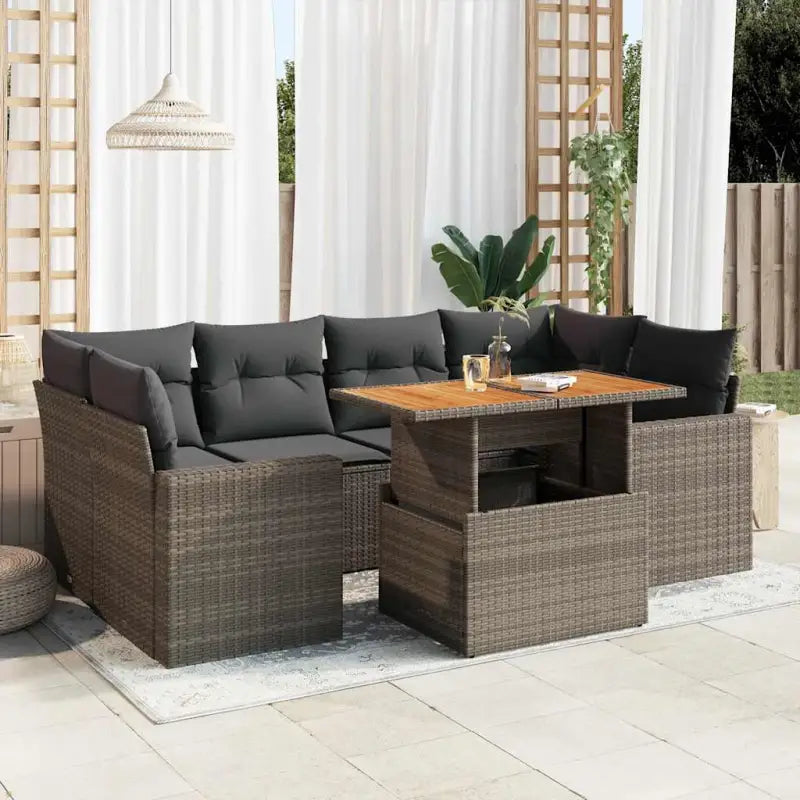 Tuinset in zwart materiaal met gepoedercoat staal en ideale afmetingen - Grijs / met opbergruimte - Tuinsets