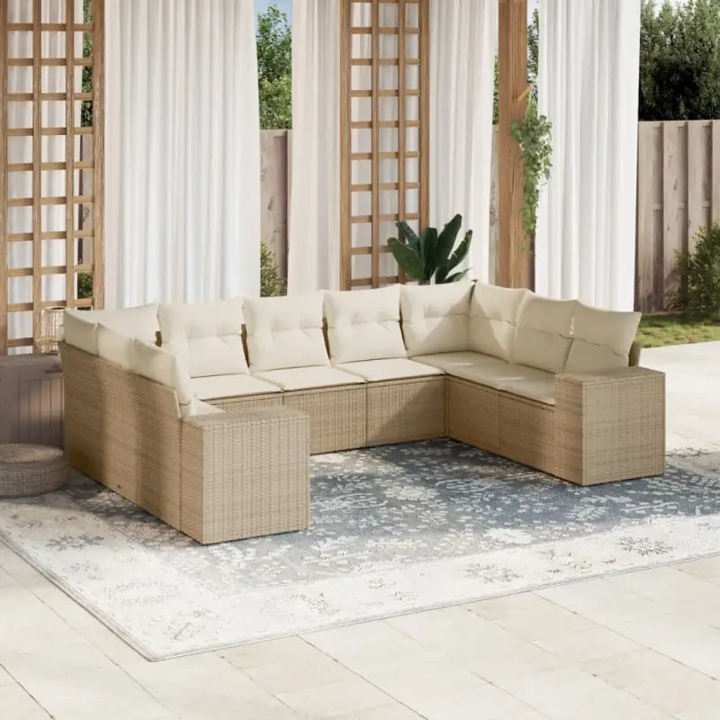 Tuinset in zwart materiaal met gepoedercoat staal en perfecte afmetingen - beige en crèmekleurig / Met tafel - Tuinsets