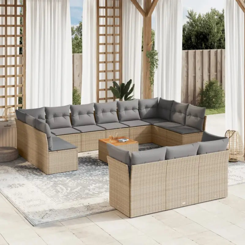 Tuinset in zwart materiaal met gepoedercoat staal en perfecte afmetingen - Beige en grijs - Tuinsets