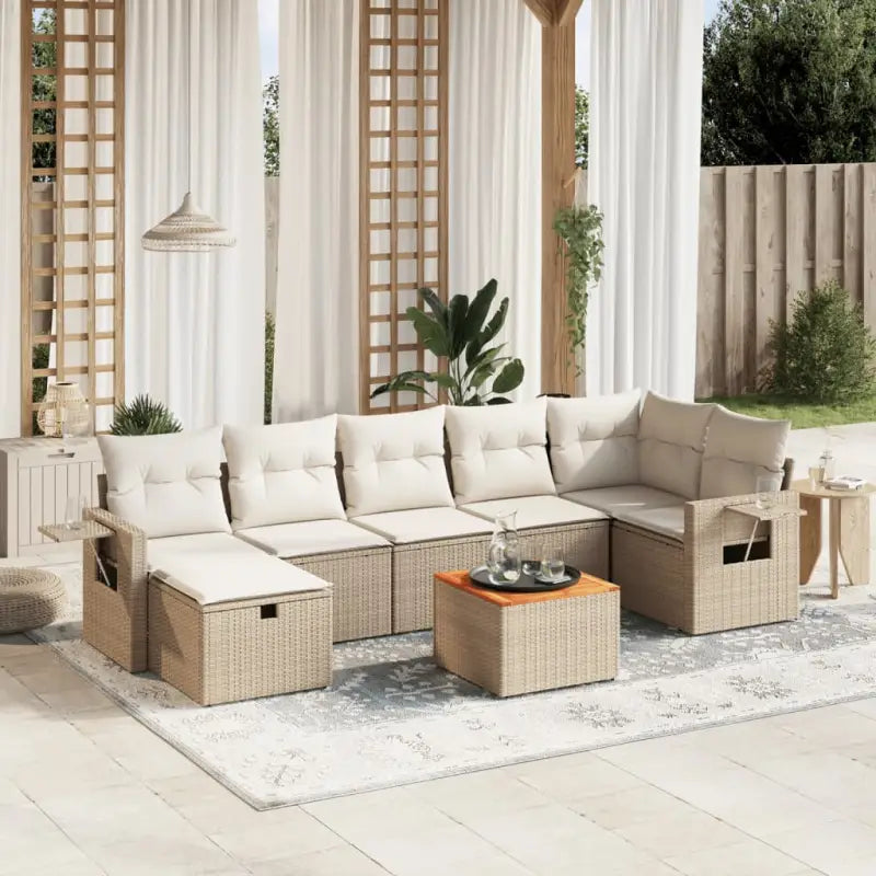 Tuinset met beige materiaal en gepoedercoat staal afmetingen - beige en crèmekleurig / 3x midden + 3x hoek