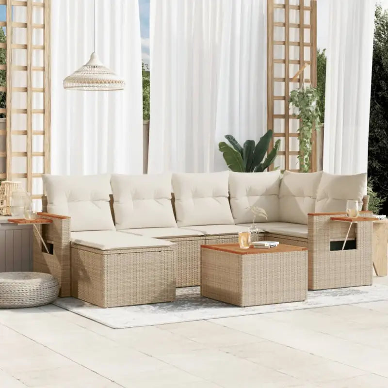 Tuinset met beige materiaal en gepoedercoat staal afmetingen - beige en crèmekleurig / Met tafel - Tuinsets