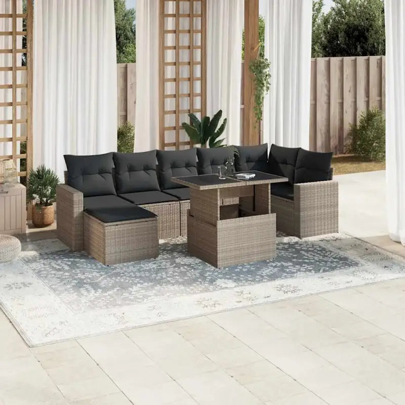 Tuinset met beige materiaal en gepoedercoat staal afmetingen - Lichtgrijs / zonder opbergruimte - Tuinsets