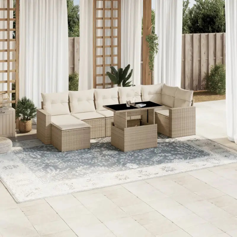Tuinset met beige materiaal en gepoedercoat staal afmetingen - beige en crèmekleurig / zonder opbergruimte - Tuinsets