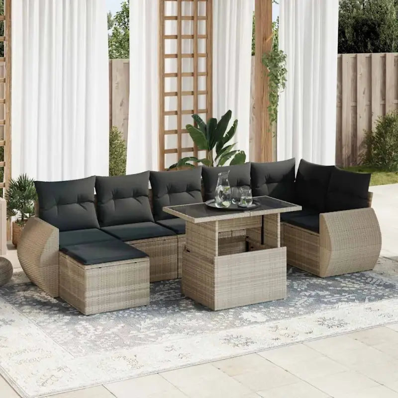 Tuinset met beige materiaal en gepoedercoat staal afmetingen - Lichtgrijs / met opbergruimte - Tuinsets