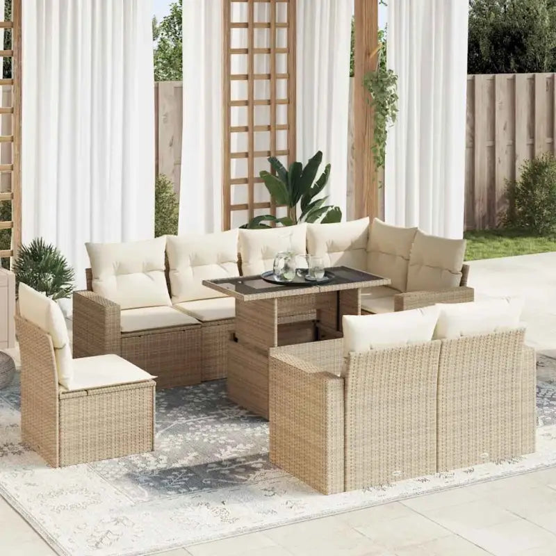 Tuinset met beige materiaal en gepoedercoat staal afmetingen - beige en crèmekleurig / met opbergruimte - Tuinsets