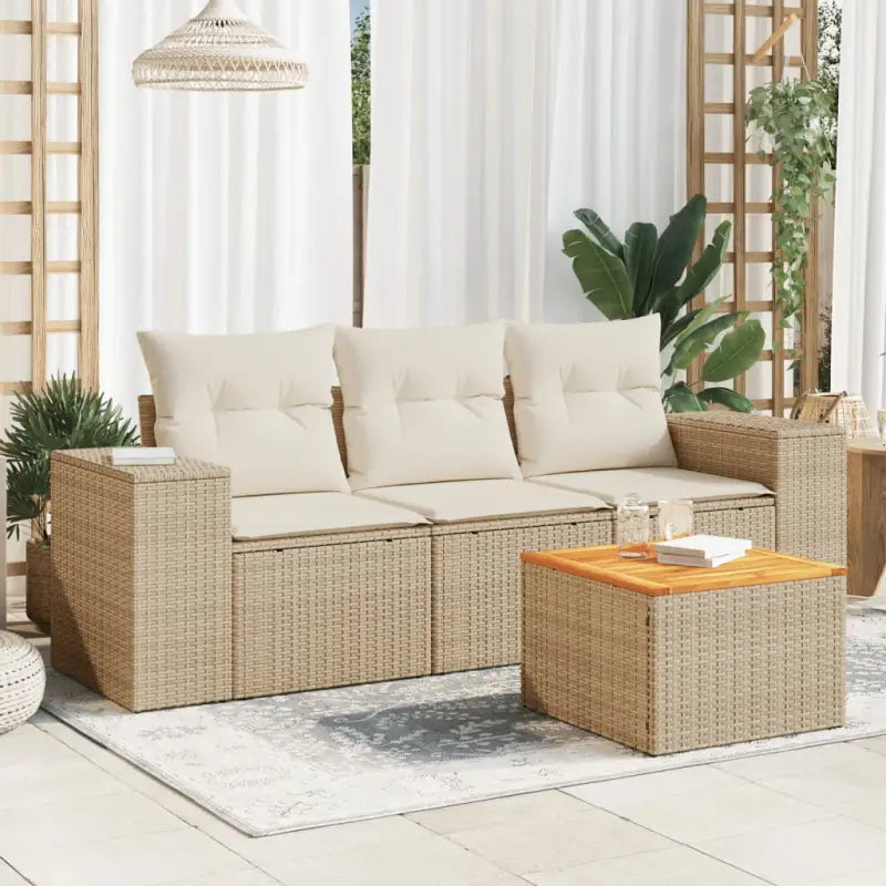 Tuinset met beige materiaal en gepoedercoat staal afmetingen - beige en crèmekleurig - Tuinsets
