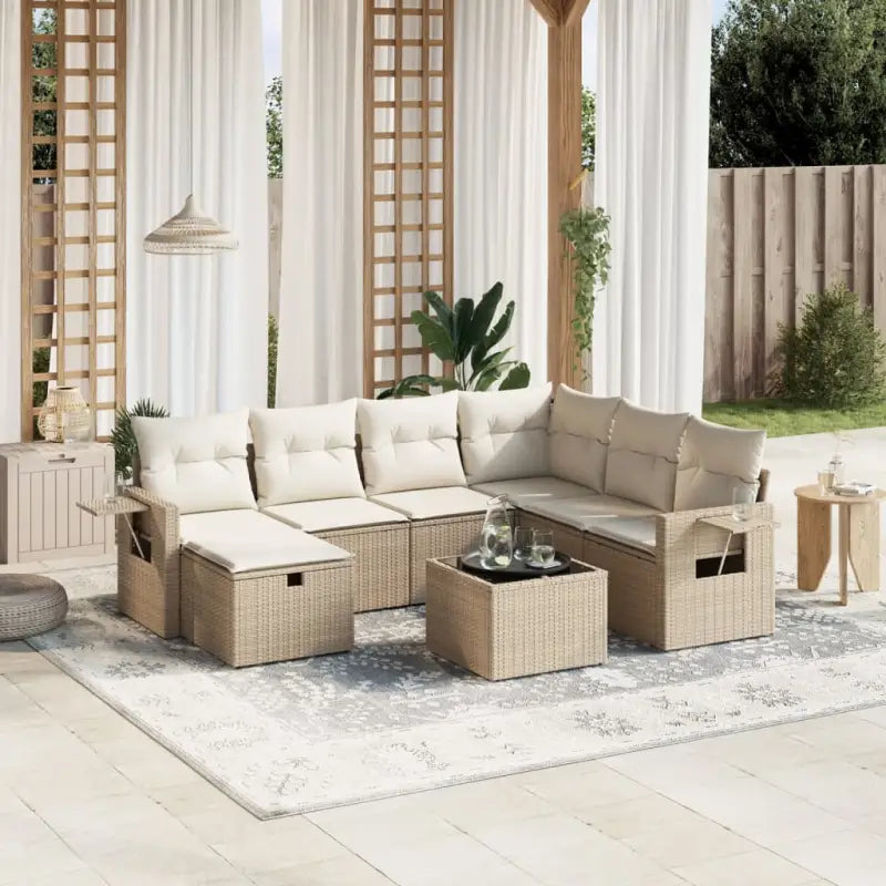 Tuinset met beige materiaal en gepoedercoat staal afmetingen - beige en crèmekleurig / Met tafel - Tuinsets