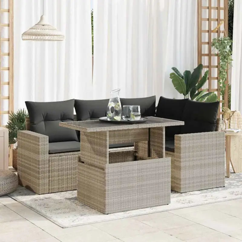 Tuinset met beige materiaal en gepoedercoat staal afmetingen - Lichtgrijs / met opbergruimte - Tuinsets