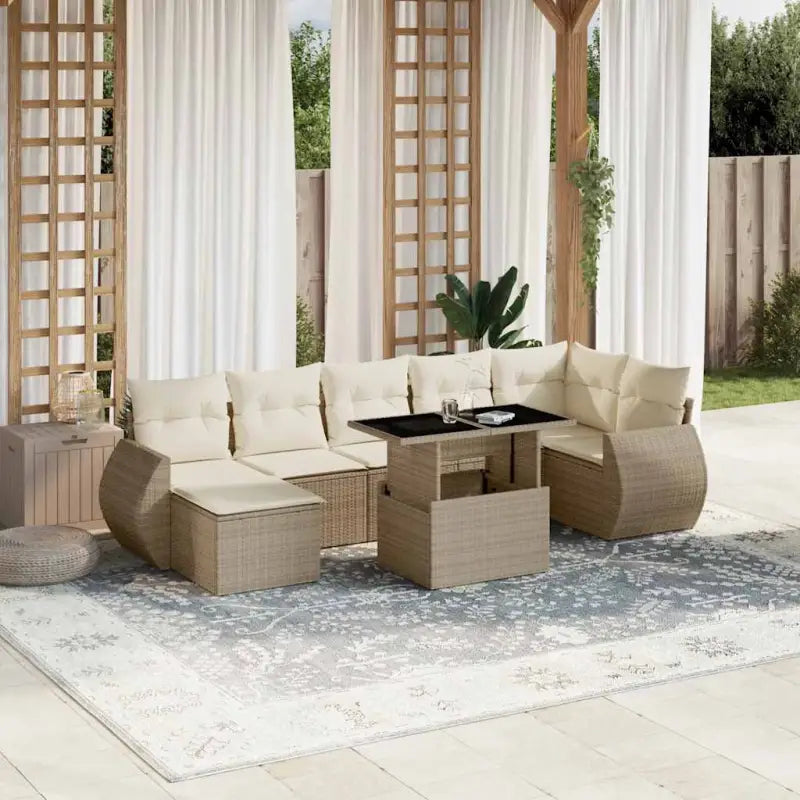 Tuinset met beige materiaal en gepoedercoat staal afmetingen - beige en crèmekleurig / zonder opbergruimte - Tuinsets